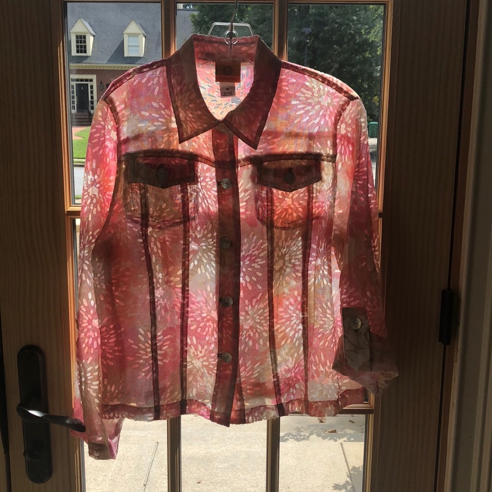 Ruby Rd. Button Down Top Size 10 Pinks & Creams - image 6